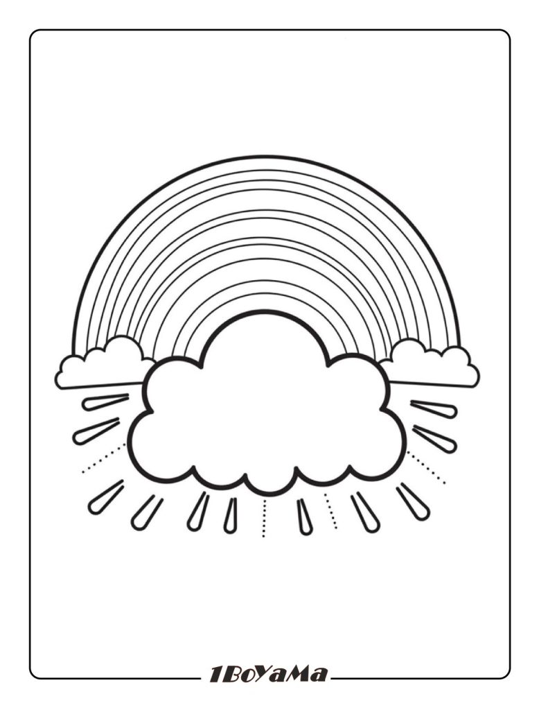 Yağmurdan Sonra Oluşan Gökkuşağı Boyama Sayfası