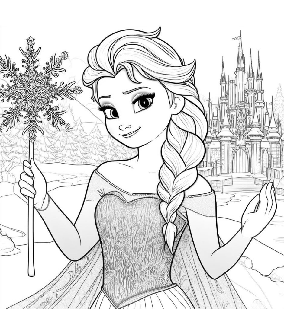 Disegni di Frozen da colorare: Elsa la regina delle nevi