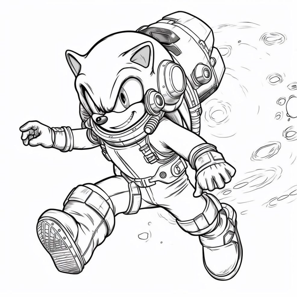 Disegni di Colorare da Sonic che va nello spazio